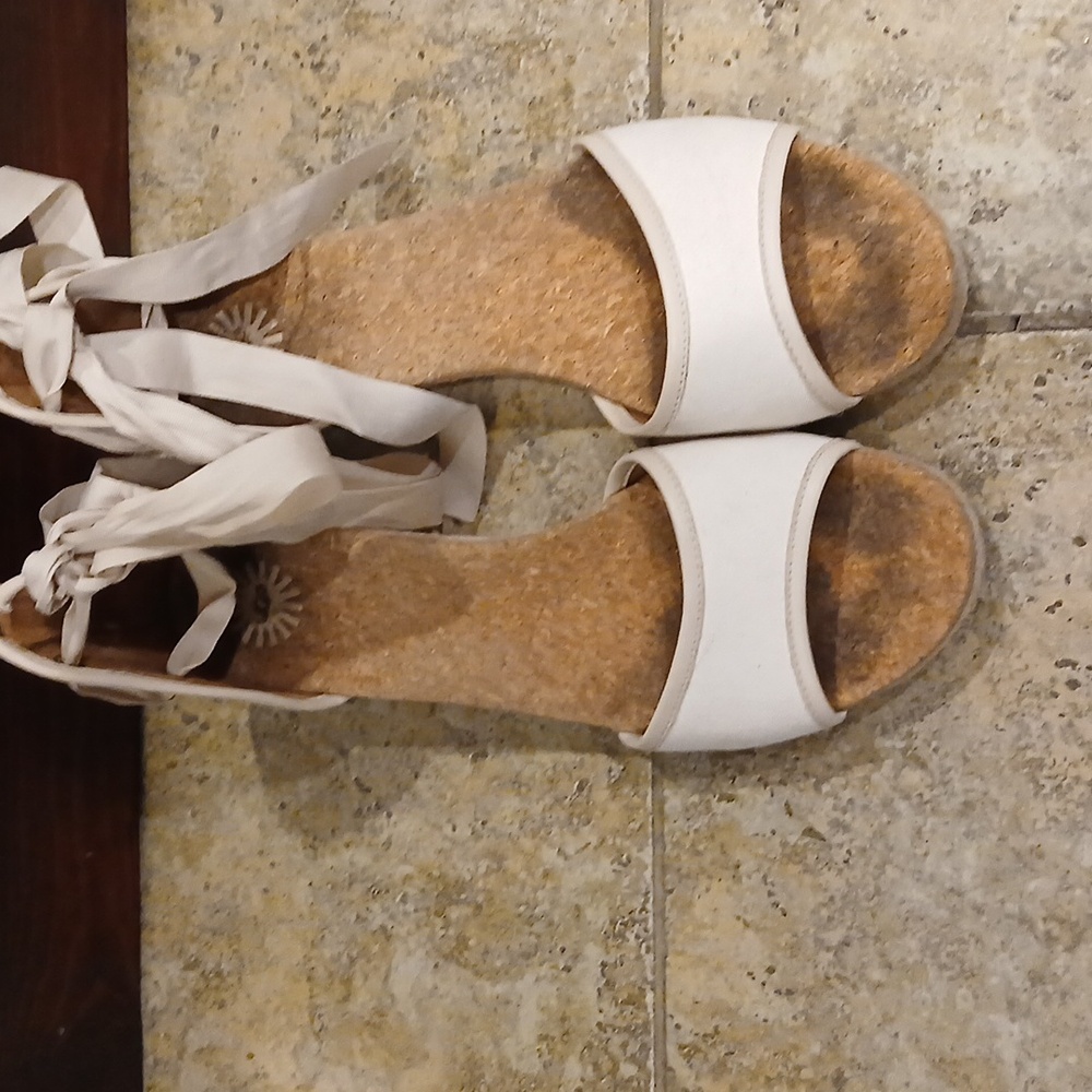 UGG Australian Amell Cream Wedge Sandal- Women’s Size 11* - Picture 3 of 8
